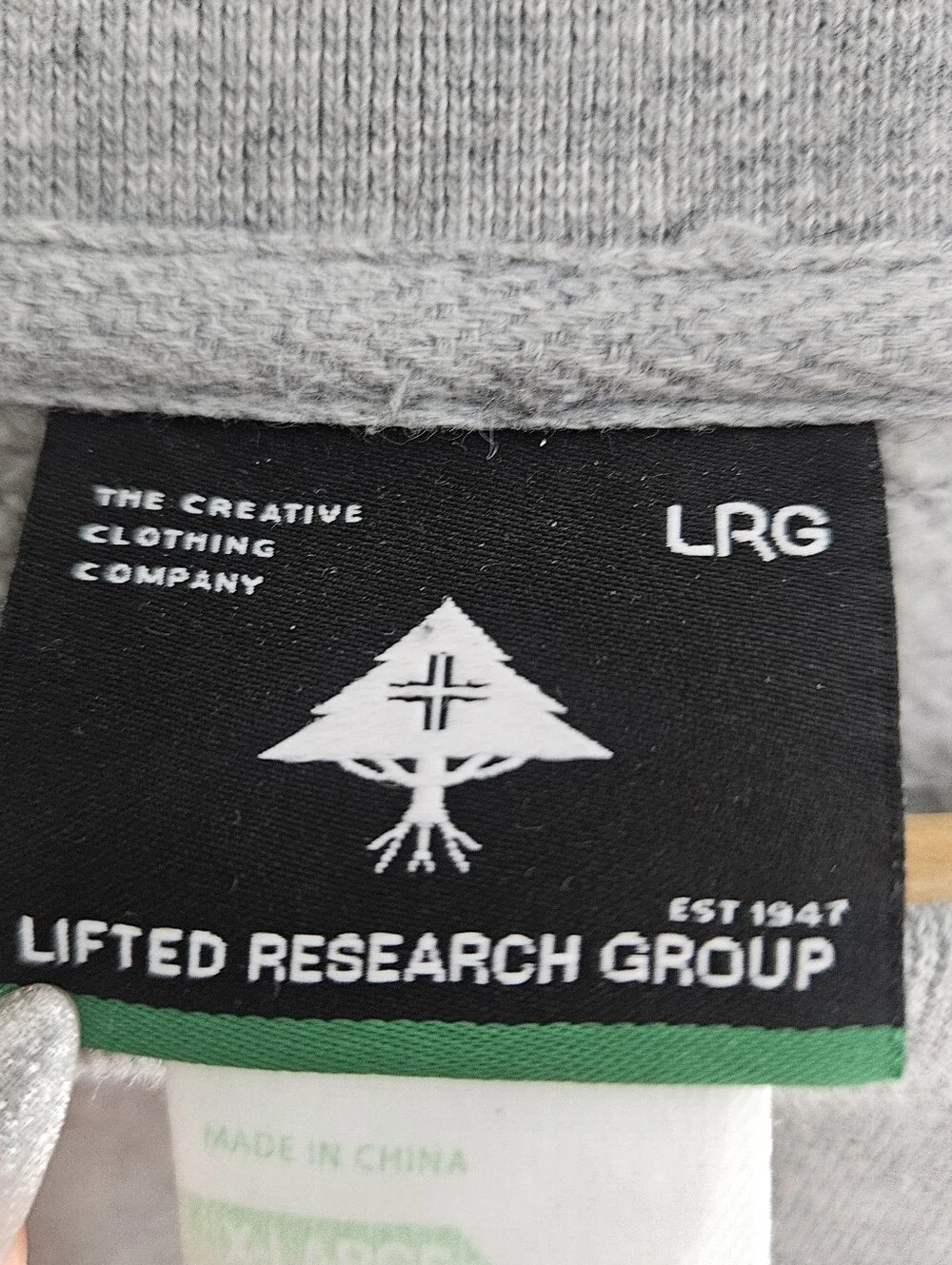 Lrg Gray Crewneck Sweatshirt with Black Geometric Tree Graphic Unisex